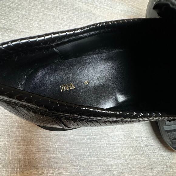 Zara Snake Faux Skin Loafers Platform Chunky Heel Black Women's Size 40 (US 9) - Picture 9 of 9